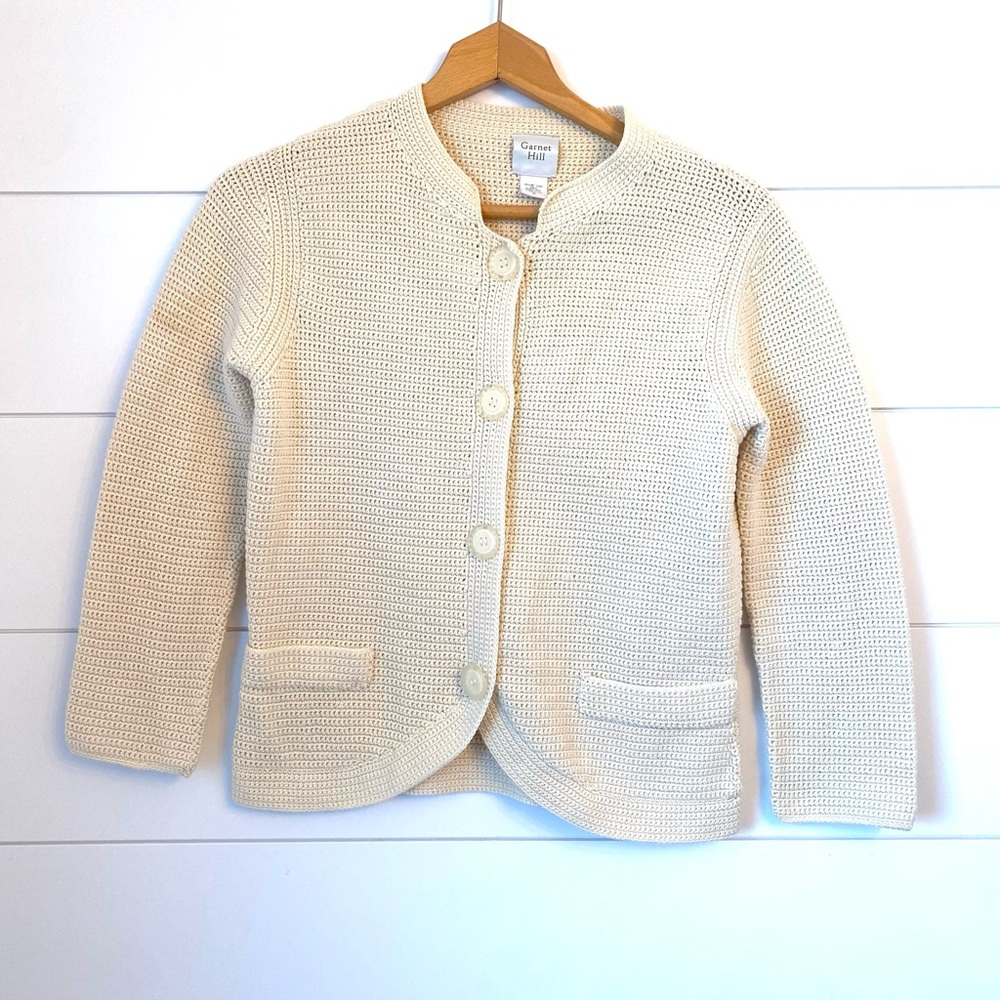 Garnet Hill Cream Knit Blazer. (Size medium)